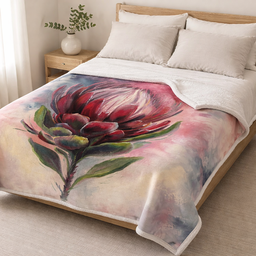 Crimson Protea Fleece Blanket