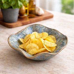 Blue Wavy Serving Bowl