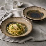 Beige Walnut Pasta Bowls